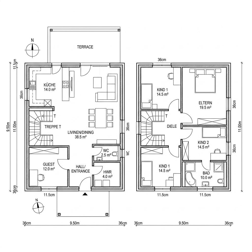 Grundriss PultVersatz 172 von Kitzlinger Haus — 172 m², 6 Zimmer