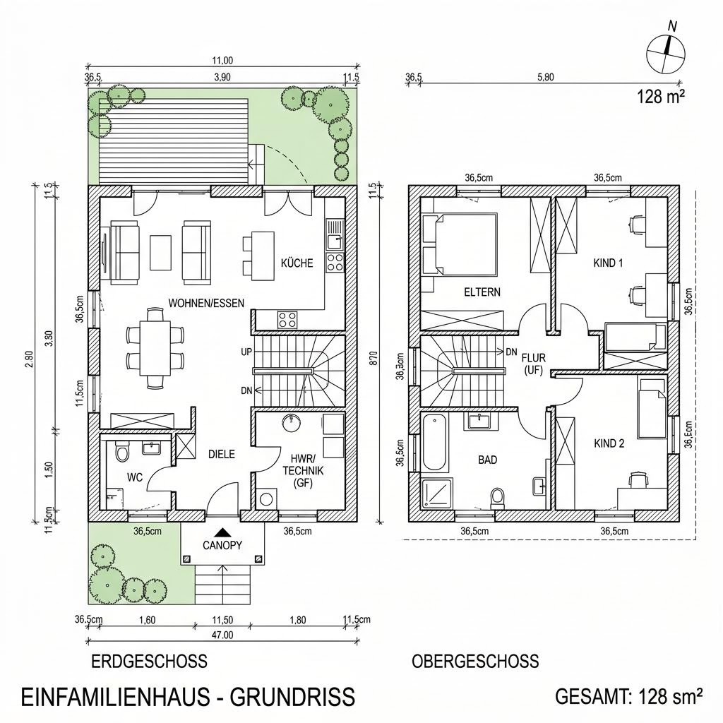 Grundriss Homestory 128 von LEHNER HAUS — 128 m², 4 Zimmer
