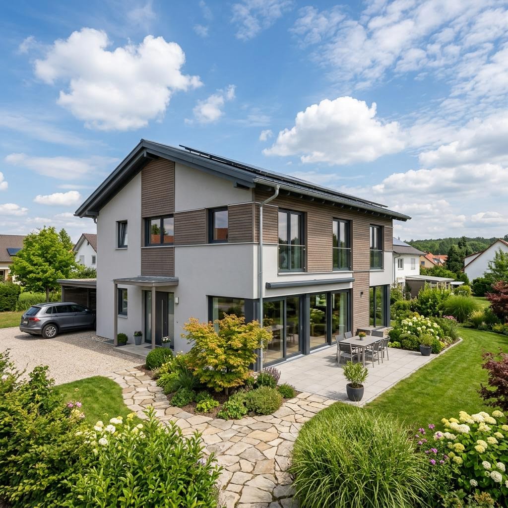 Einfamilienhaus Homestory Pult 152 von LEHNER HAUS — modernes Holzfertighaus mit Pultdach