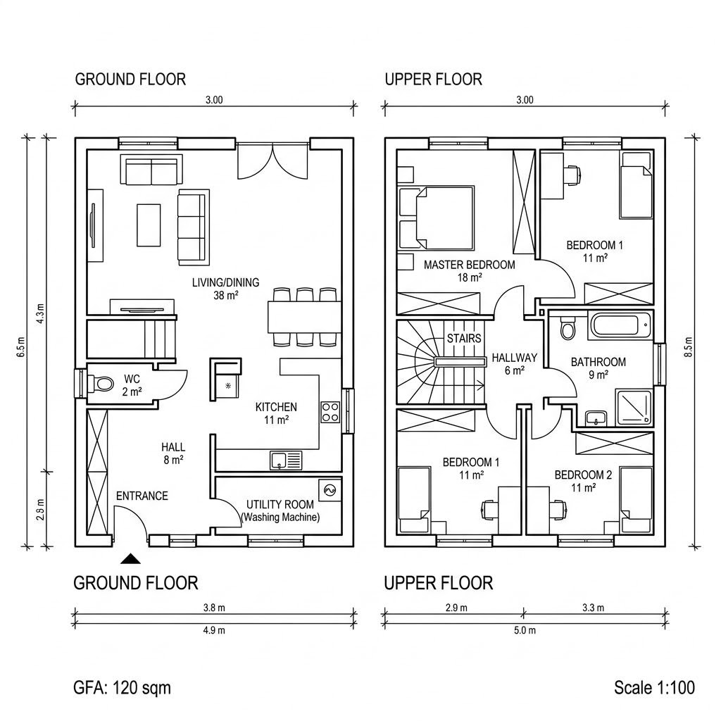 Grundriss ComfortStyle 12.01 W von massa haus — 120 m², 4 Zimmer