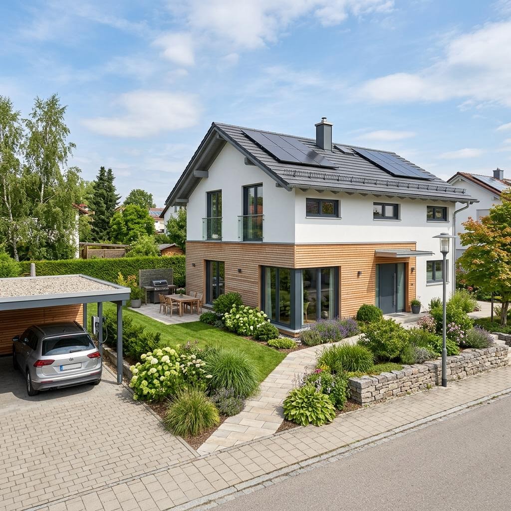 Einfamilienhaus EcoLine 14.01 S von massa haus — energiesparendes Fertighaus mit Satteldach und 138 m²