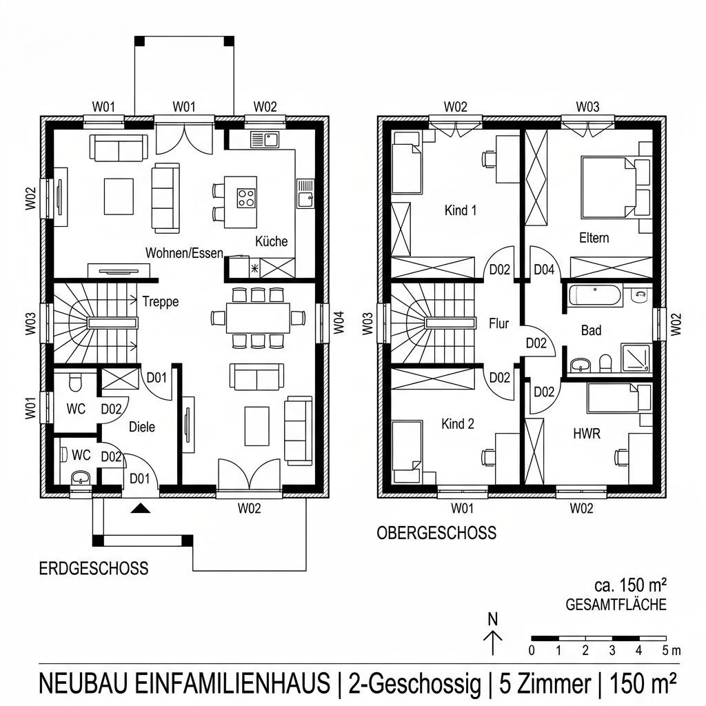 Grundriss LifeStyle 15.01 S von massa haus — 150 m², 5 Zimmer