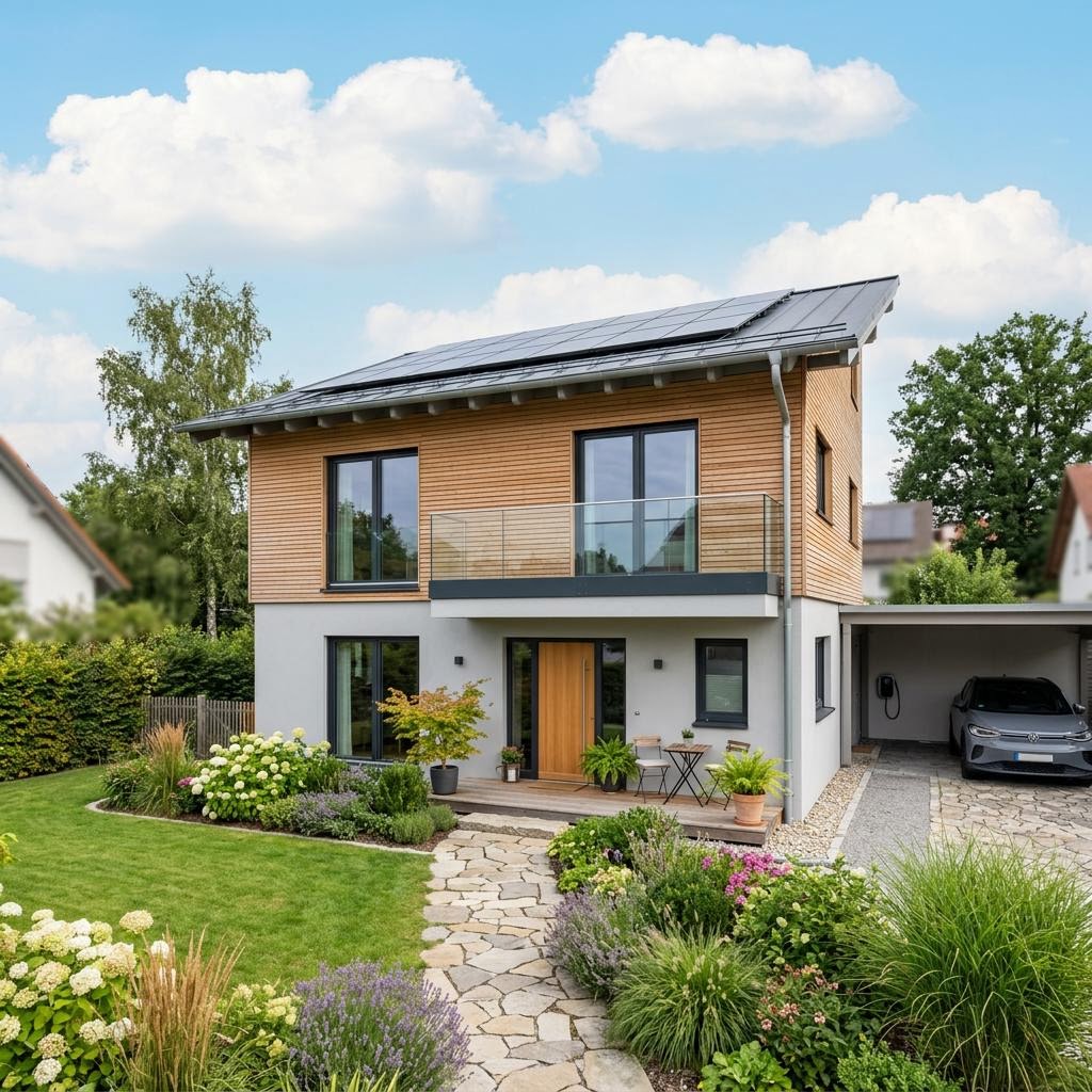 Pultdachhaus PultStyle 15.02 P von massa haus — Fertighaus mit Pultdach und 150 m²