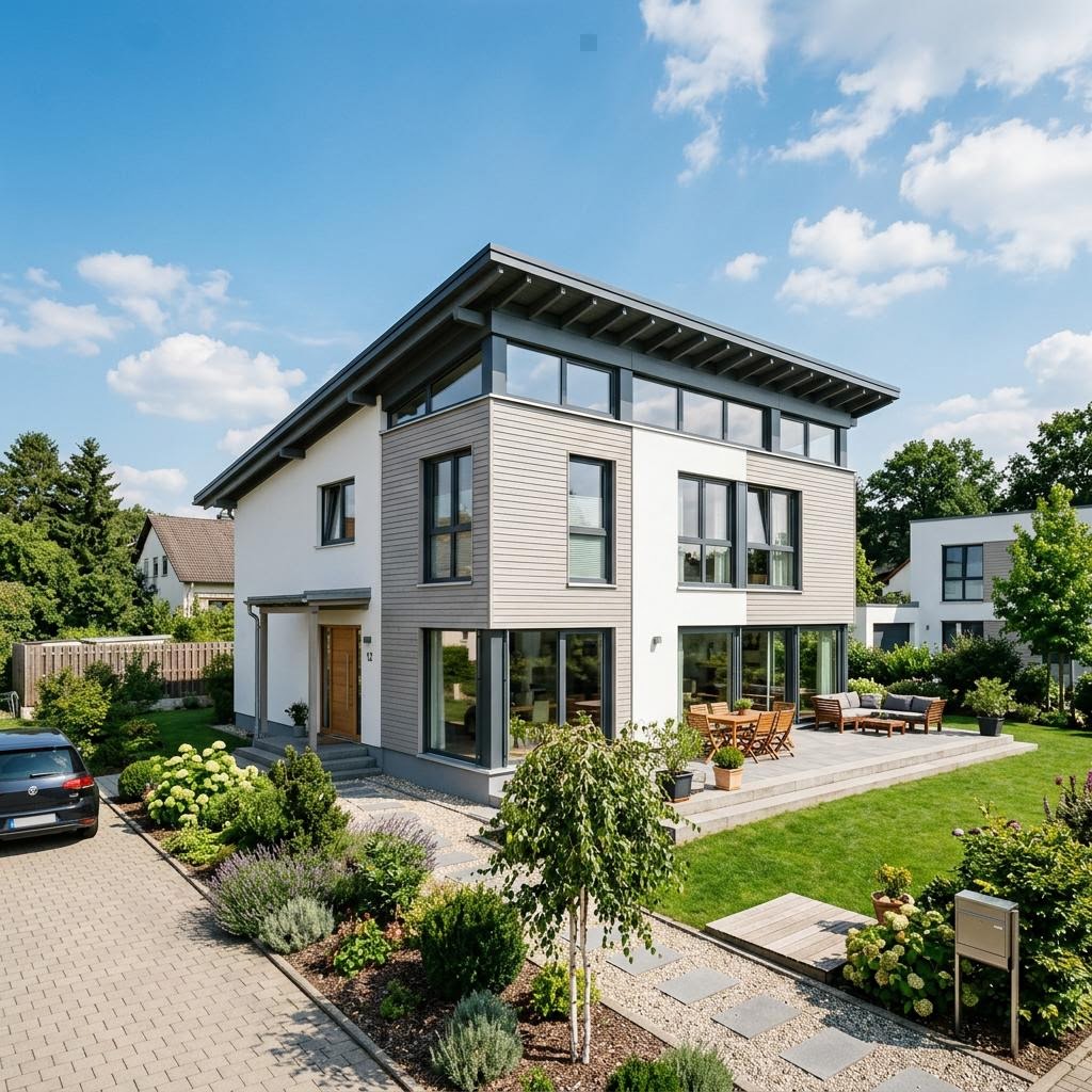 Einfamilienhaus Bauhaus Pult 148 von Meisterstück-HAUS — Architektenhaus mit Pultdach