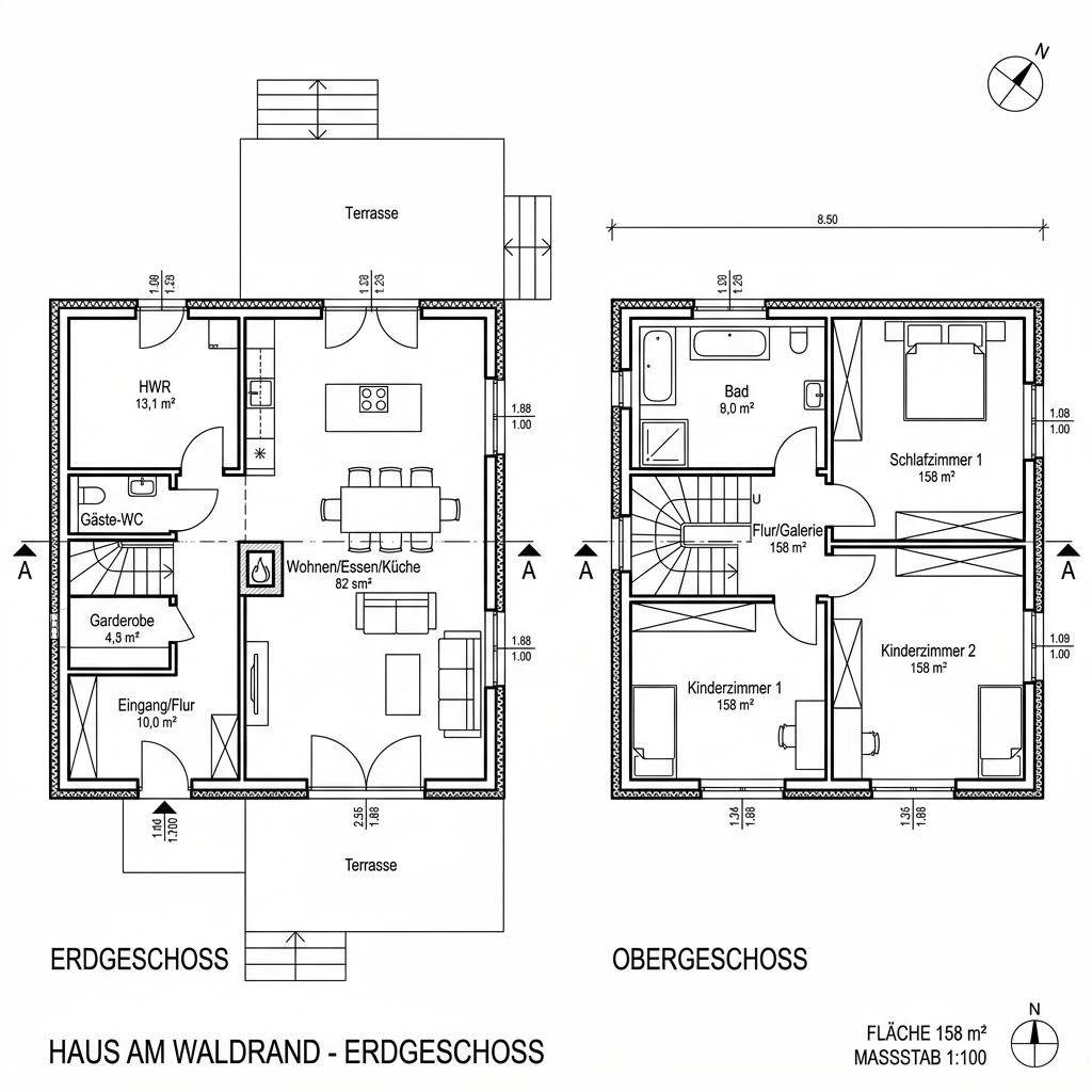 Grundriss Trend 158 von OKAL Haus — 158 m², 5 Zimmer
