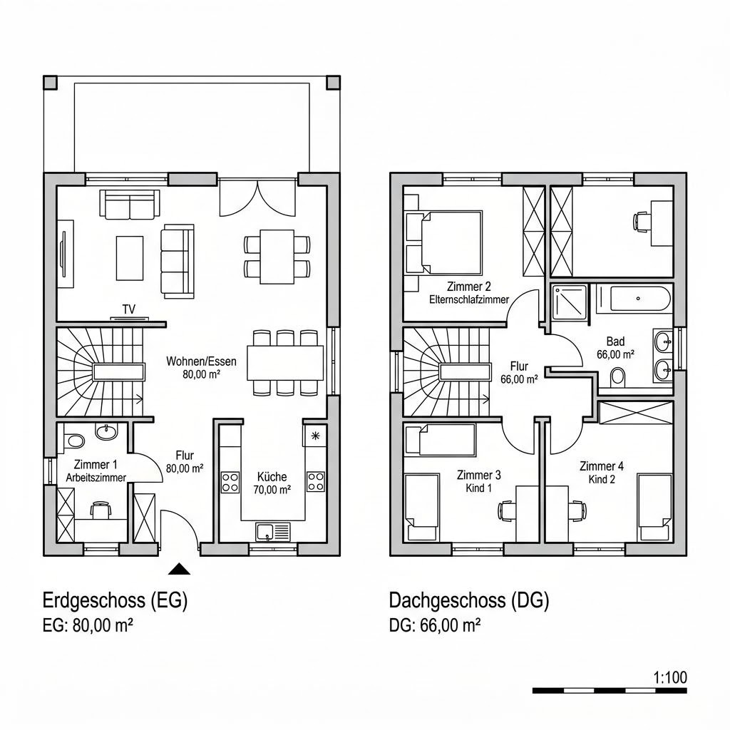 Grundriss Vita 146 von OKAL Haus — 146 m², 5 Zimmer