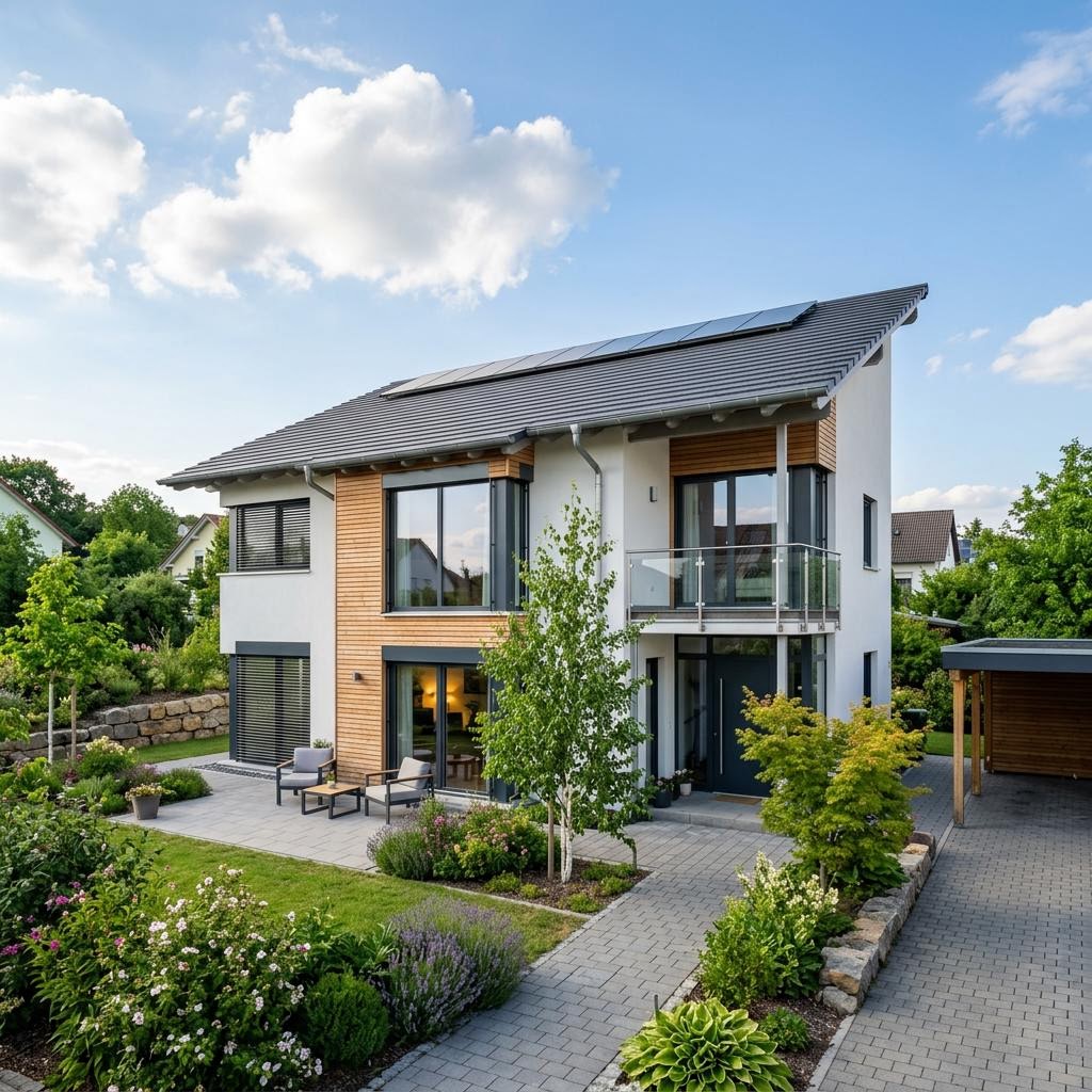 Einfamilienhaus Modern Pult 125 von P & P Massivhaus — Massivhaus mit Pultdach