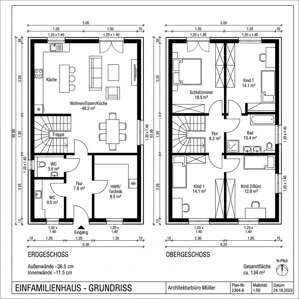 Grundriss Holzhaus Almblick 134 von Petershaus — 134 m², 4 Zimmer