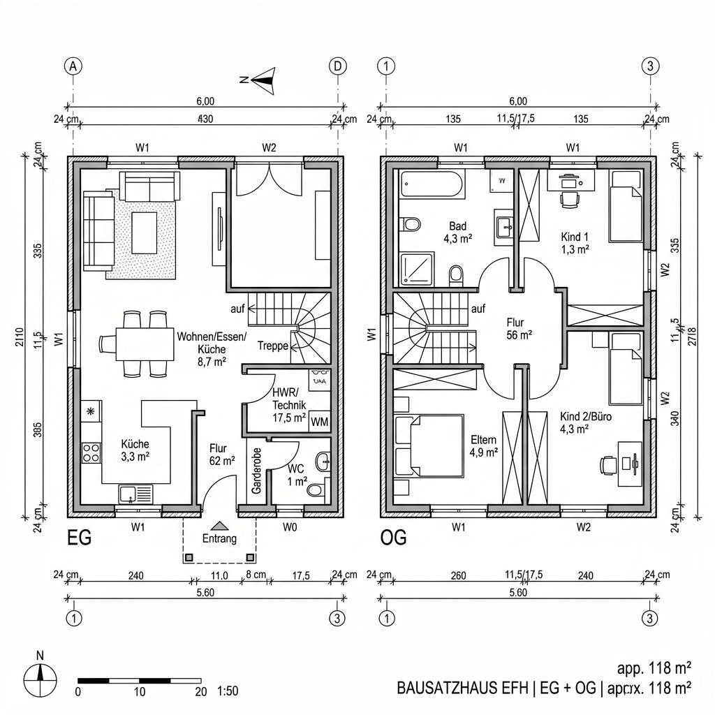 Grundriss Pro 118 Bausatz von ProHaus — 118 m², 4 Zimmer