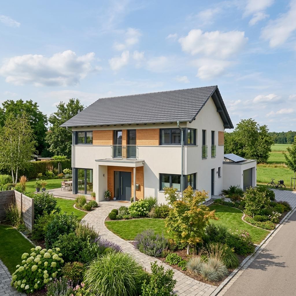 Einfamilienhaus Berlin Eck 118 von Roth-Massivhaus — kompaktes Massivhaus mit Satteldach