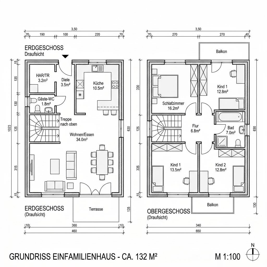 Grundriss Berlin Eck 132 von Roth-Massivhaus — 132 m², 4 Zimmer