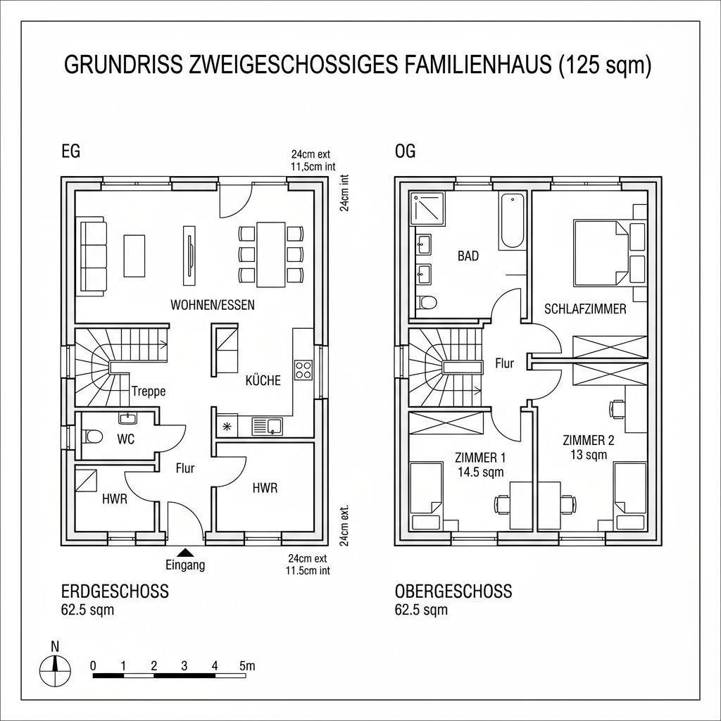 Grundriss Casa Natura 125 von Rubner Haus — 125 m², 4 Zimmer