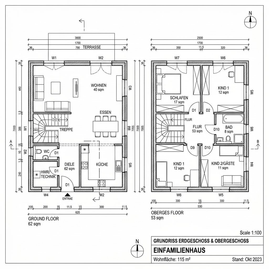 Grundriss Casa Vita 115 von Rubner Haus — 115 m², 4 Zimmer
