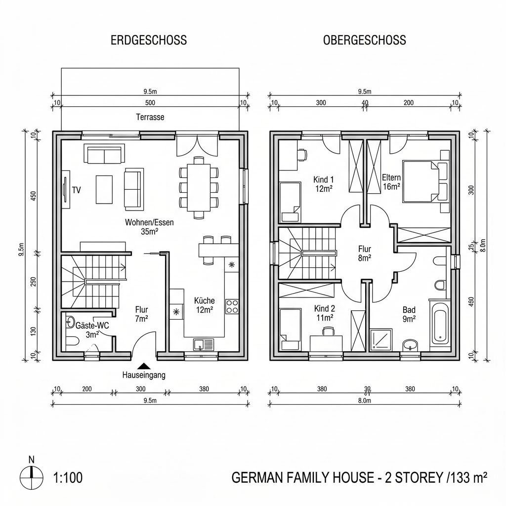 Grundriss SH 133 W von ScanHaus Marlow — 133 m², 5 Zimmer