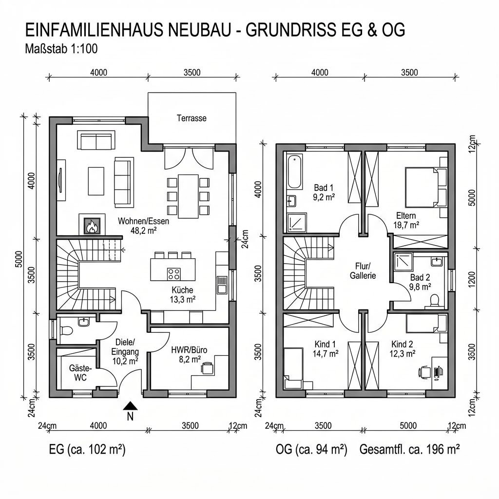 Grundriss Lifestyle 196 von Suckfüll Energiesparhaus — 196 m², 6 Zimmer
