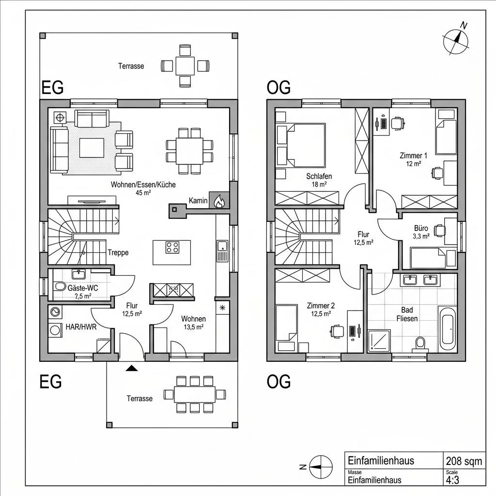 Grundriss Lifestyle 208 von Suckfüll Energiesparhaus — 208 m², 7 Zimmer