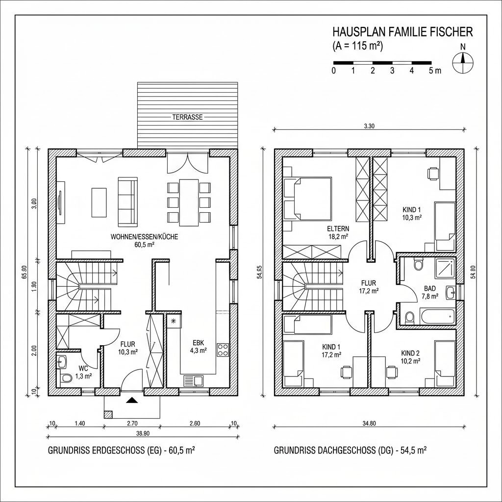 Grundriss Alpina 115 von TALBAU-Haus — 115 m², 4 Zimmer