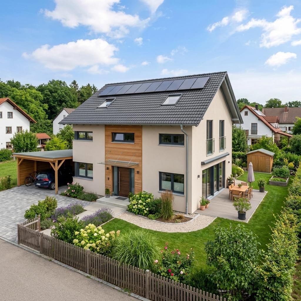 Einfamilienhaus Alpina 128 von TALBAU-Haus — Holztafelbau mit Satteldach und 128 m²