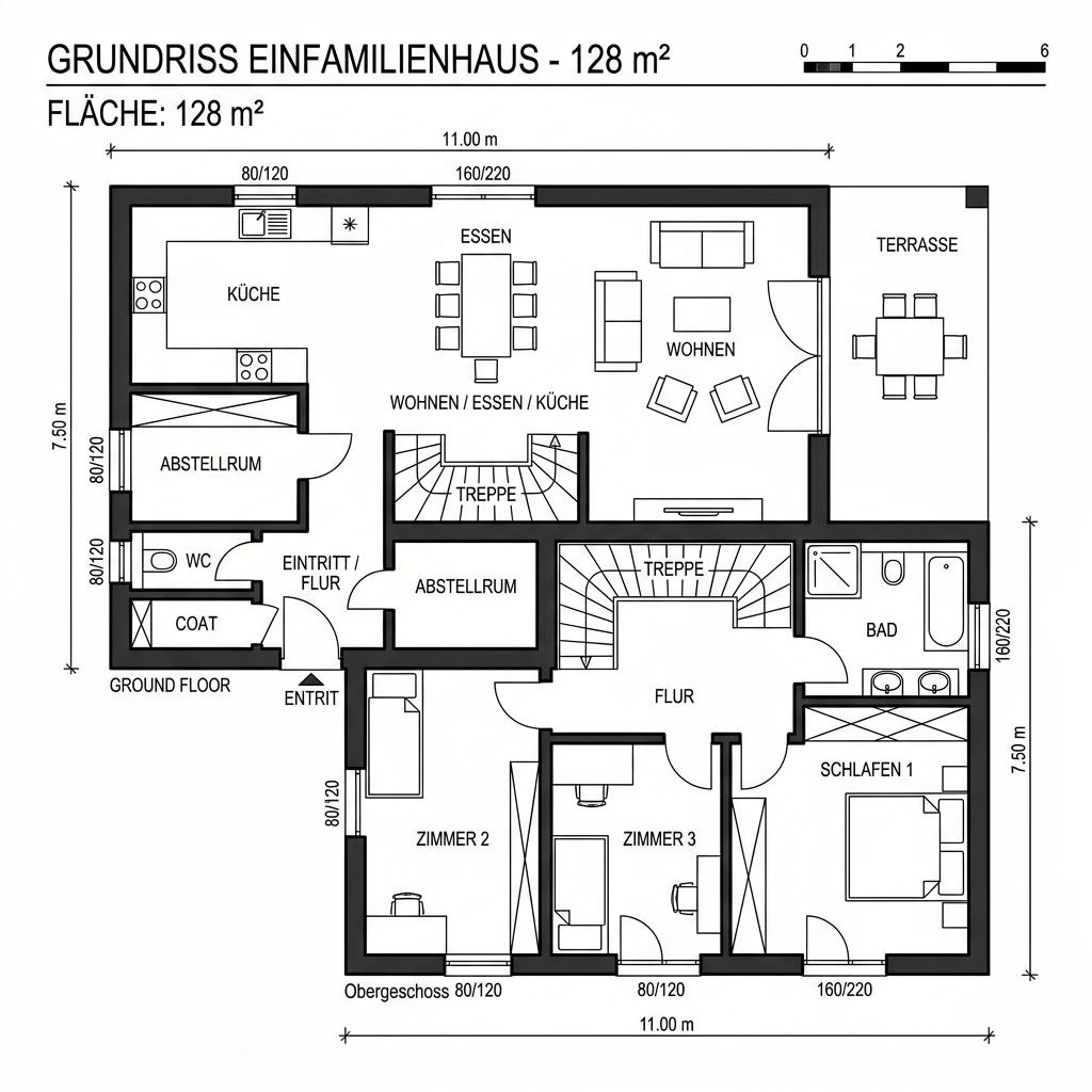 Grundriss Alpina 128 von TALBAU-Haus — 128 m², 5 Zimmer