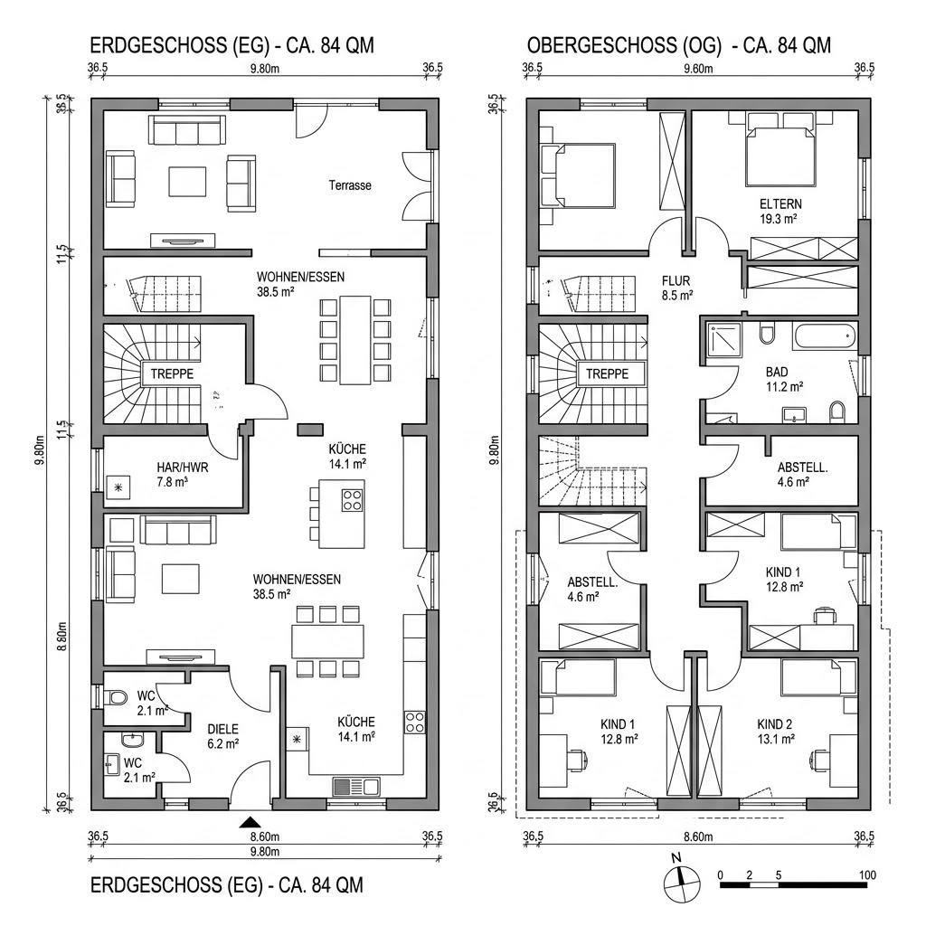 Grundriss Alpina 168 von TALBAU-Haus — 168 m², 6 Zimmer