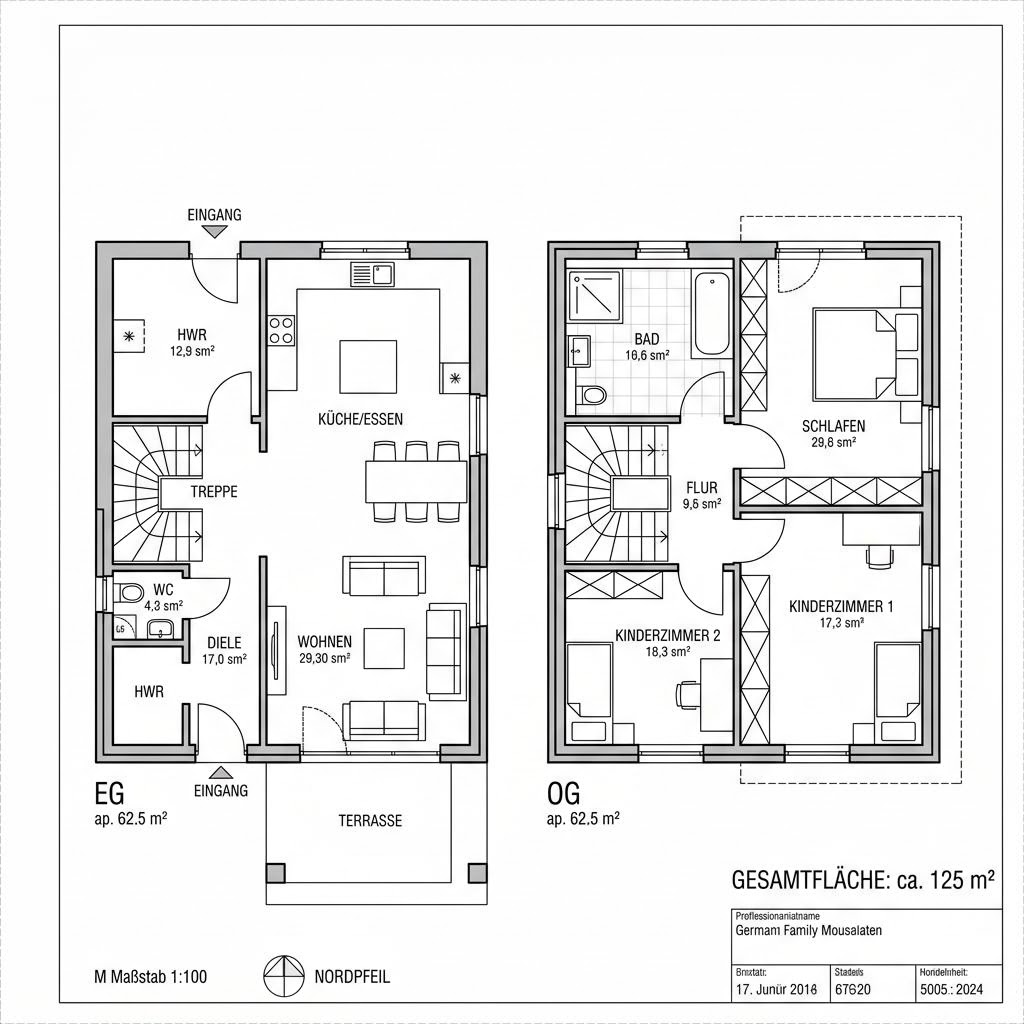 Grundriss Cubus 125 von TALBAU-Haus — 125 m², 4 Zimmer