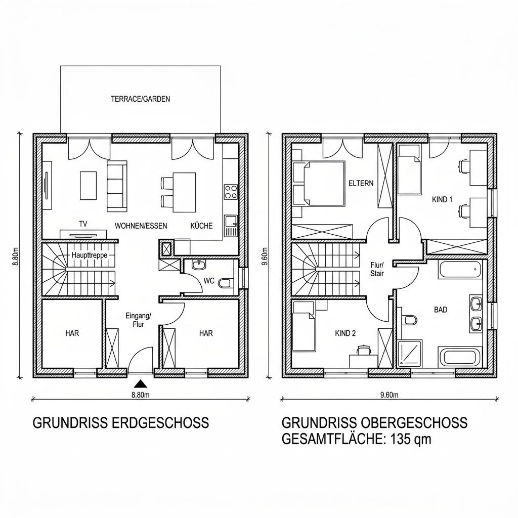 Grundriss Cubus 135 von TALBAU-Haus — 135 m², 4 Zimmer