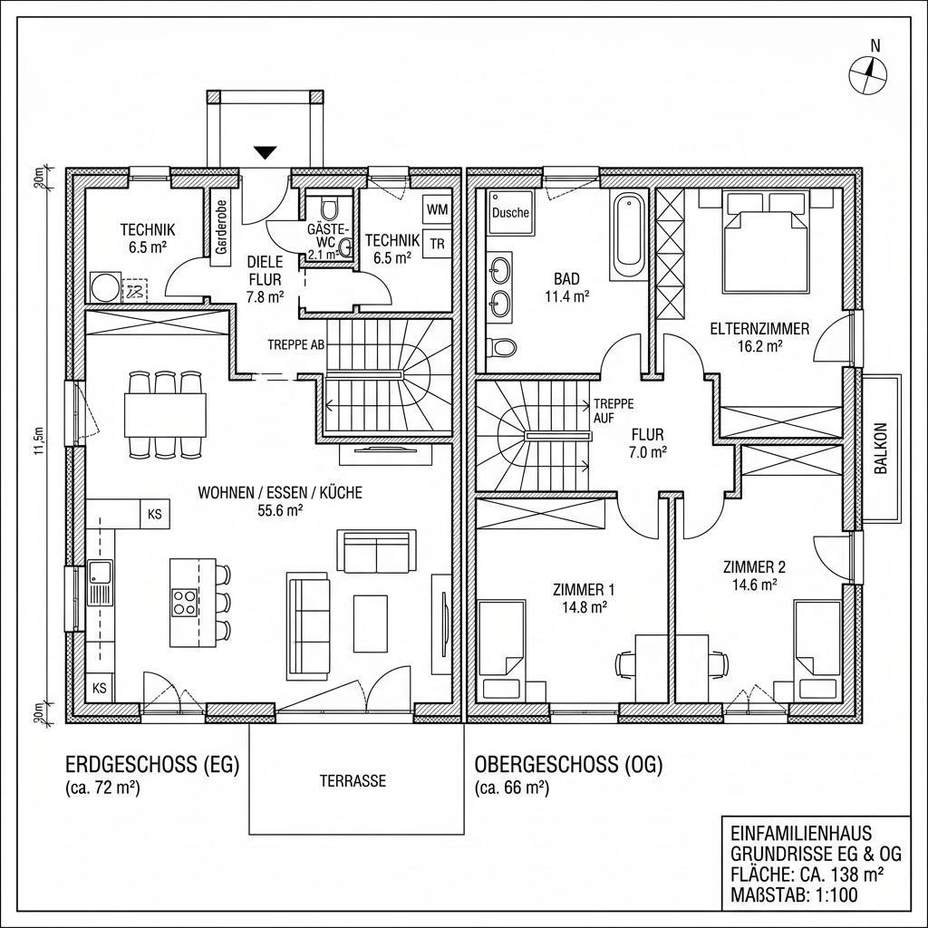 Grundriss Vitalis 138 von TALBAU-Haus — 138 m², 4 Zimmer