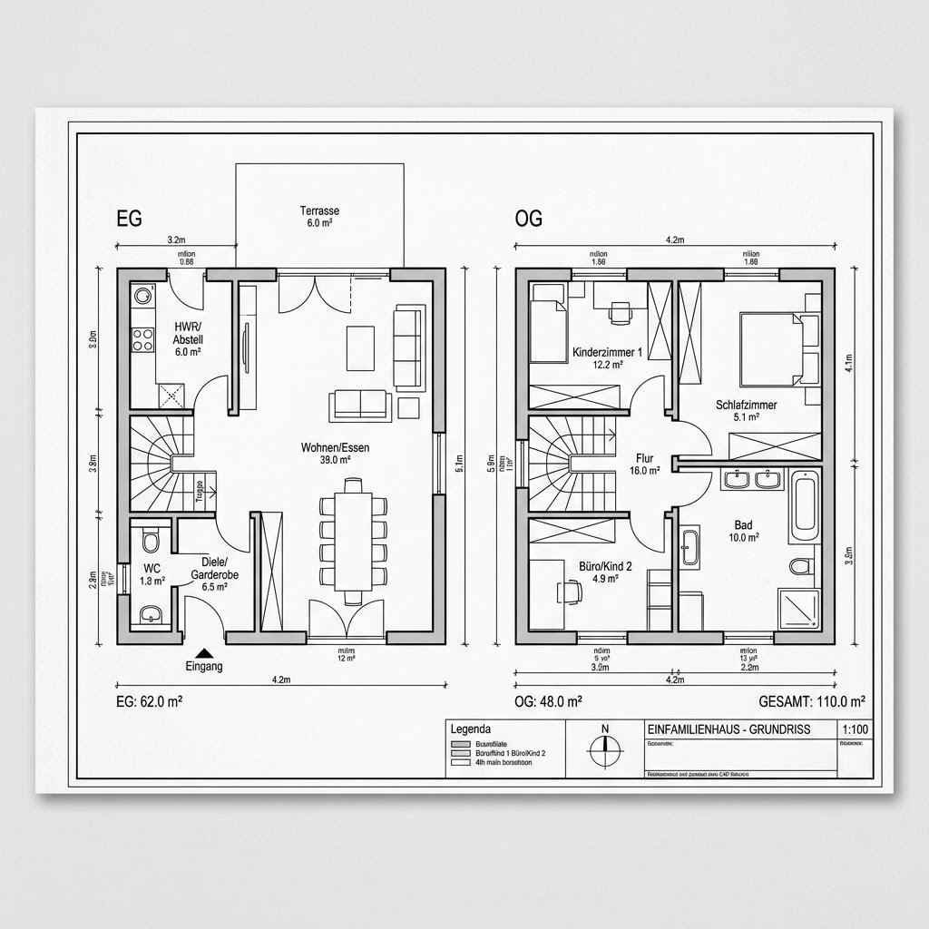 Grundriss Flair 110 von Town & Country Haus — 110 m², 4 Zimmer