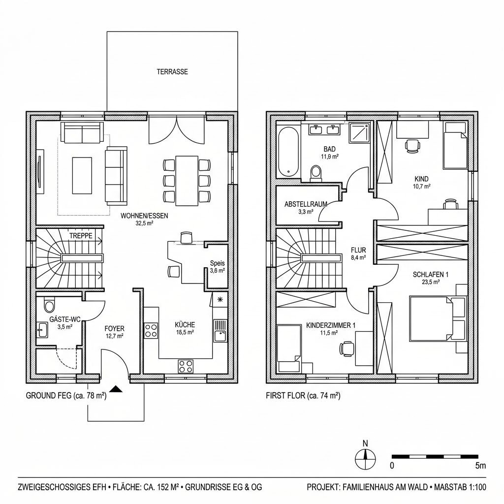 Grundriss Flair 152 RE von Town & Country Haus — 152 m², 6 Zimmer