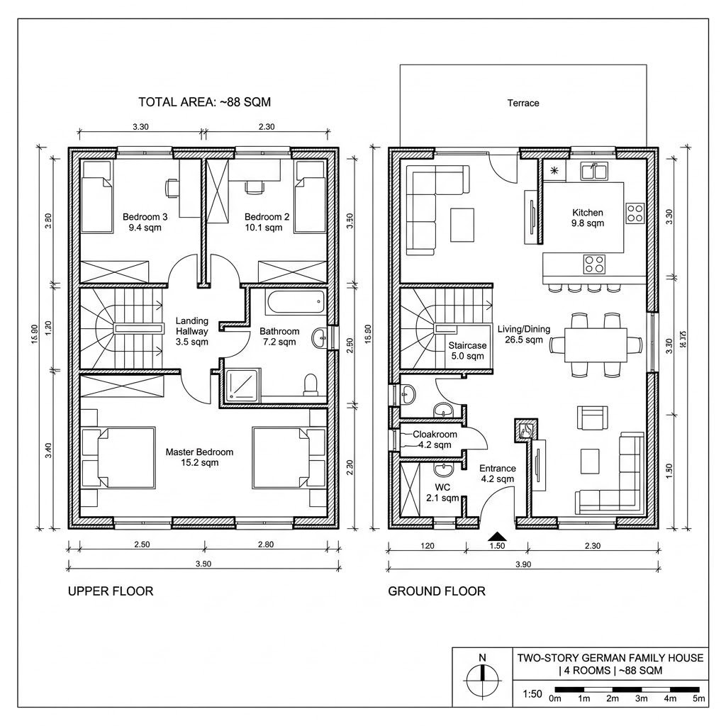 Grundriss Flair 88 von Town & Country Haus — 88 m², 4 Zimmer