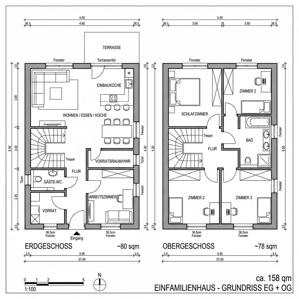 Grundriss Comfort Living 158 von Vario-Haus Deutschland — 158 m², 6 Zimmer