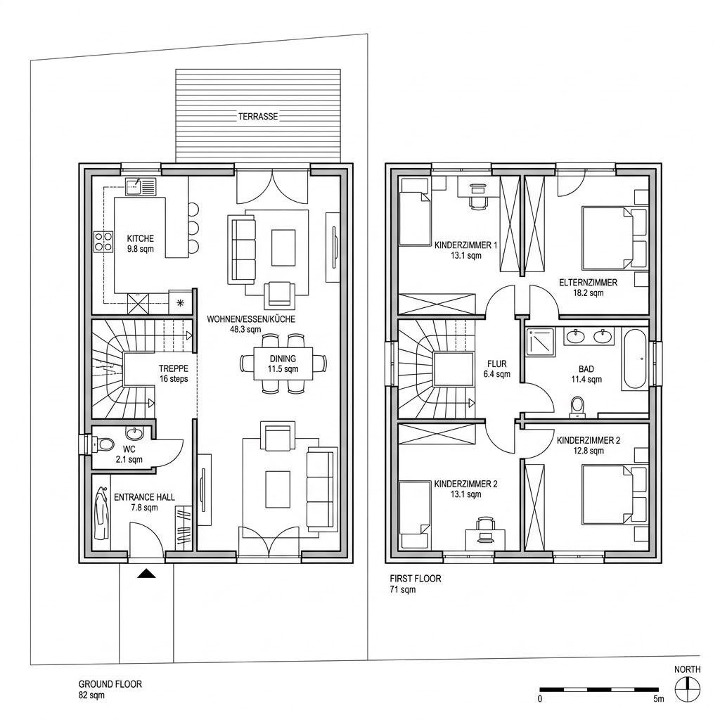 Grundriss Family 153 von WeberHaus — 153 m², 5 Zimmer