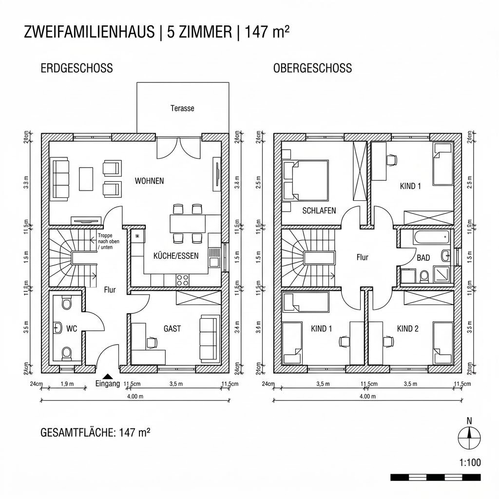 Grundriss Generation 5.5 147 von WeberHaus — 147 m², 5 Zimmer