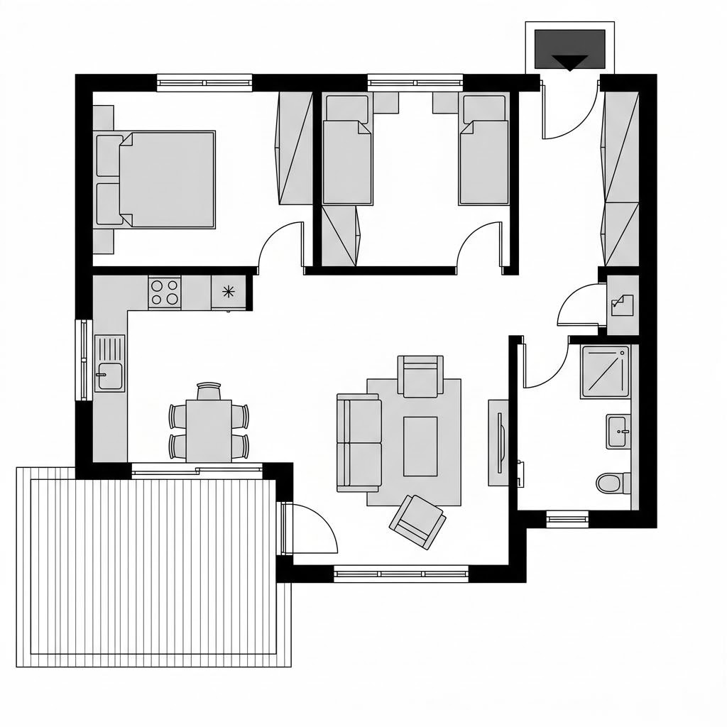 Grundriss Ferienhaus Vänern 68 von Eksjöhus — 68 m², 3 Zimmer