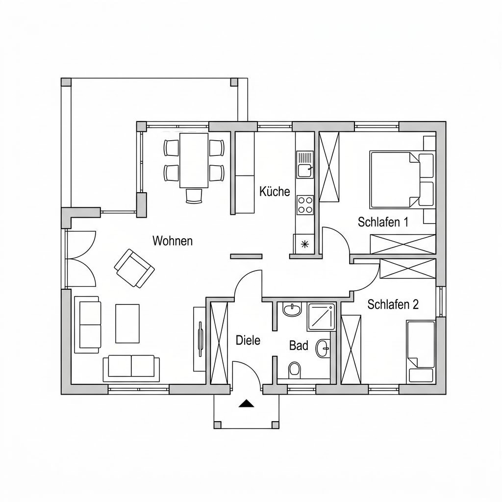 Grundriss Kalmar 66 von Eksjöhus — 66 m², 3 Zimmer