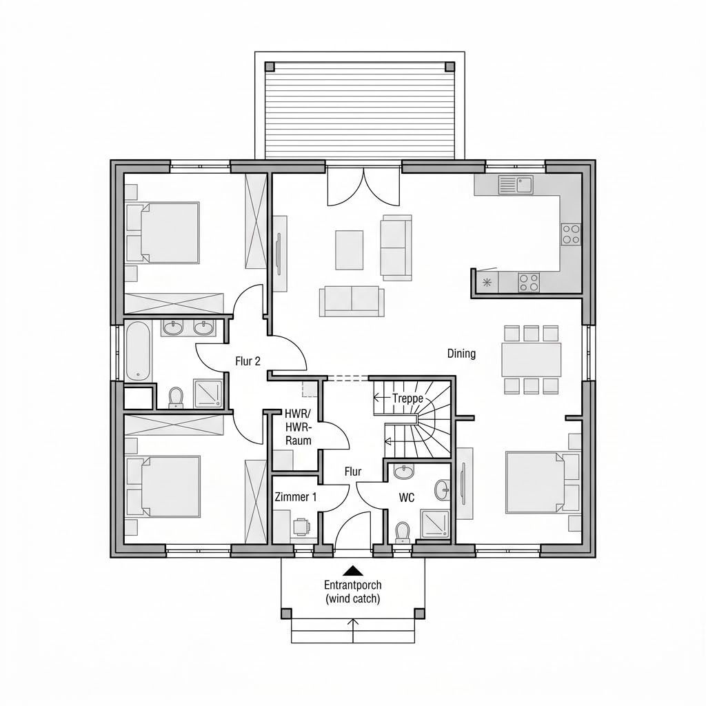 Grundriss Arla von Eksjöhus — 142 m², 5 Zimmer