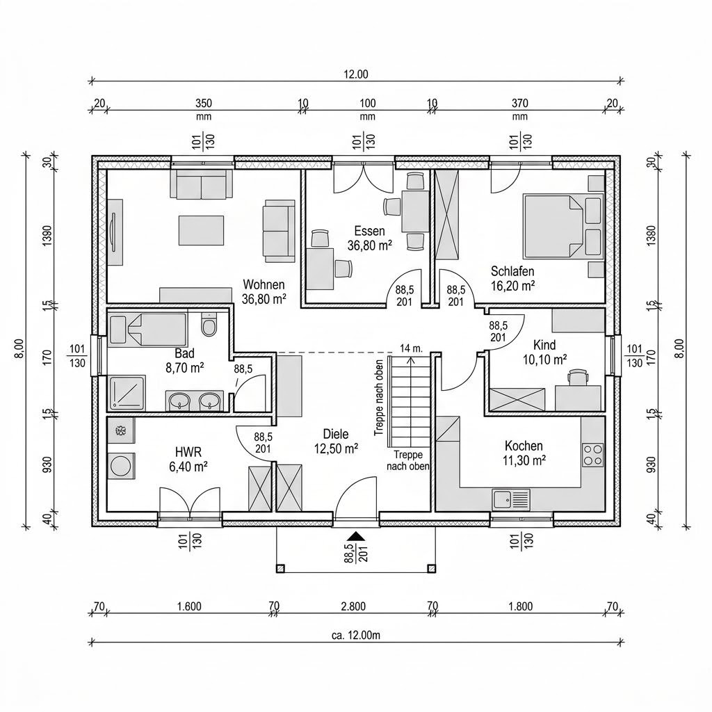 Grundriss Schwedenhaus Borås 162 von Eksjöhus — 162 m², 6 Zimmer
