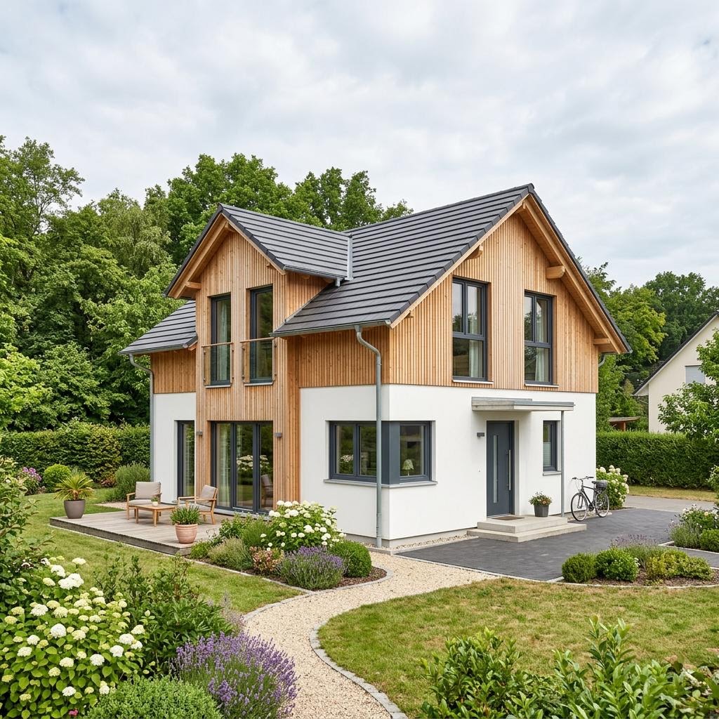 Ferienhaus Varberg 104 von Eksjöhus als zweigeschossiges rotes Schwedenhaus mit Satteldach