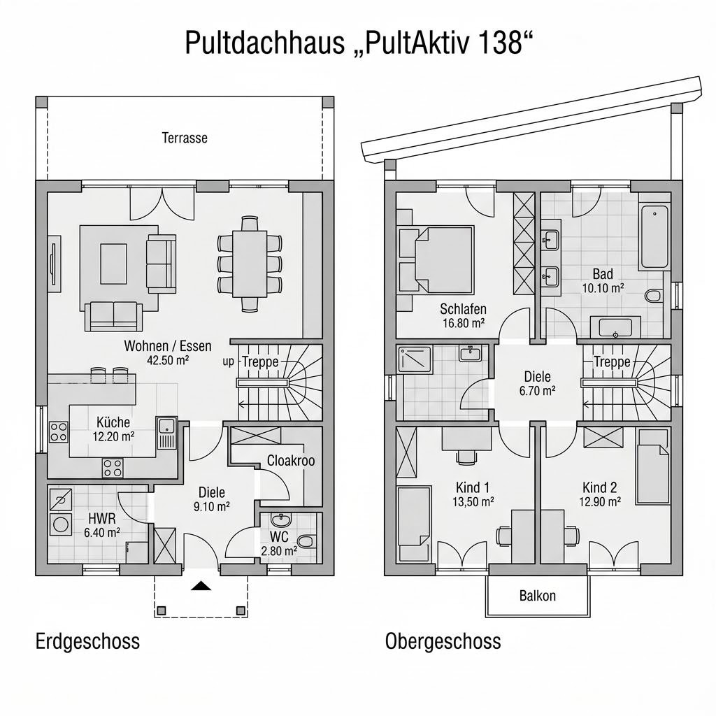 Grundriss PultAktiv 138 von ELK Haus — 138 m², 4 Zimmer