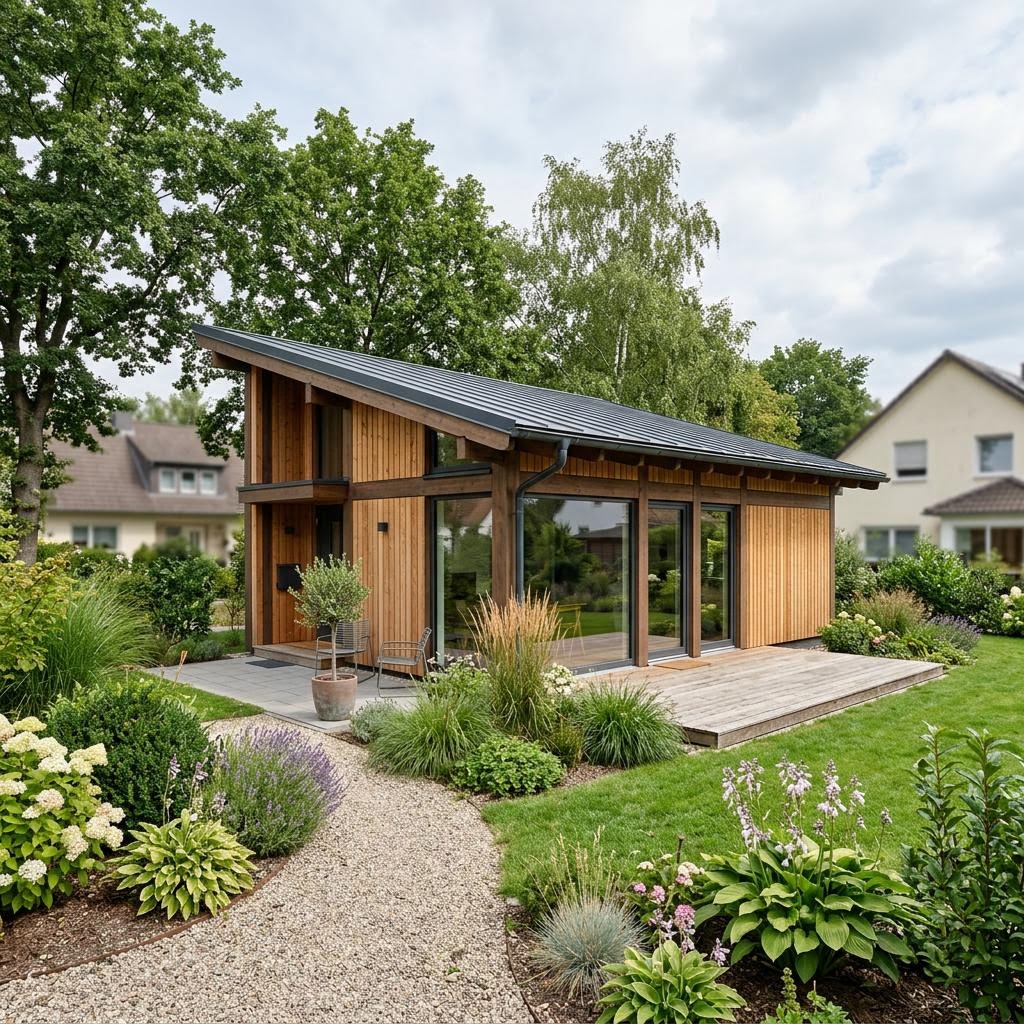 Singlehaus Mini 70 von ELK Haus mit Pultdach — ebenerdiges Fertighaus mit 70 m²
