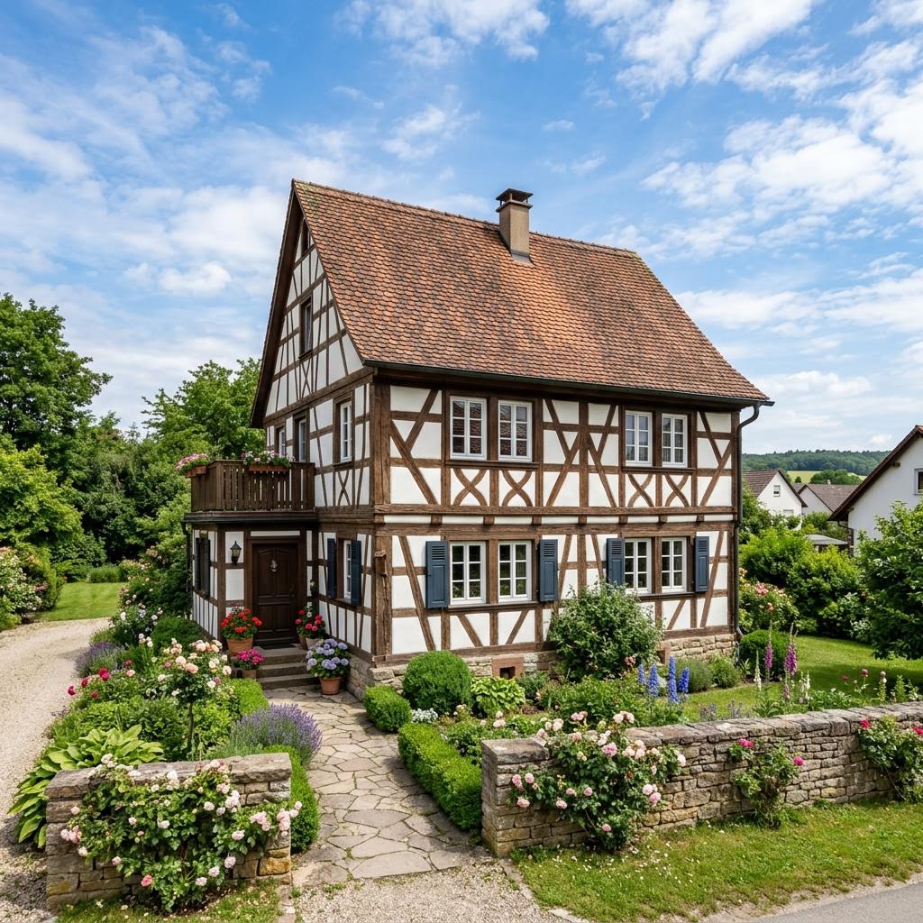 Fachwerkhaus Hof 128 von KD-Haus — Fachwerk mit Holzständer und Gefachen mit rund 128 m²