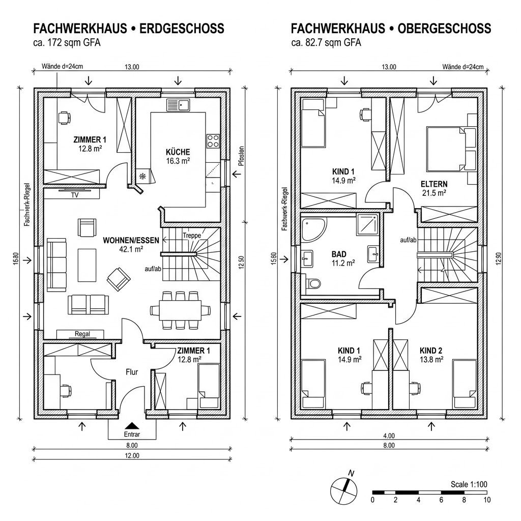 Grundriss Klassik 172 von KD-Haus — 172 m², 6 Zimmer