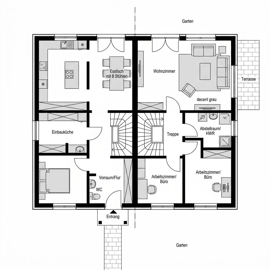 Grundriss Doppelhaushälfte Meissen – 142 m² Doppelhaus mit 5 Zimmern