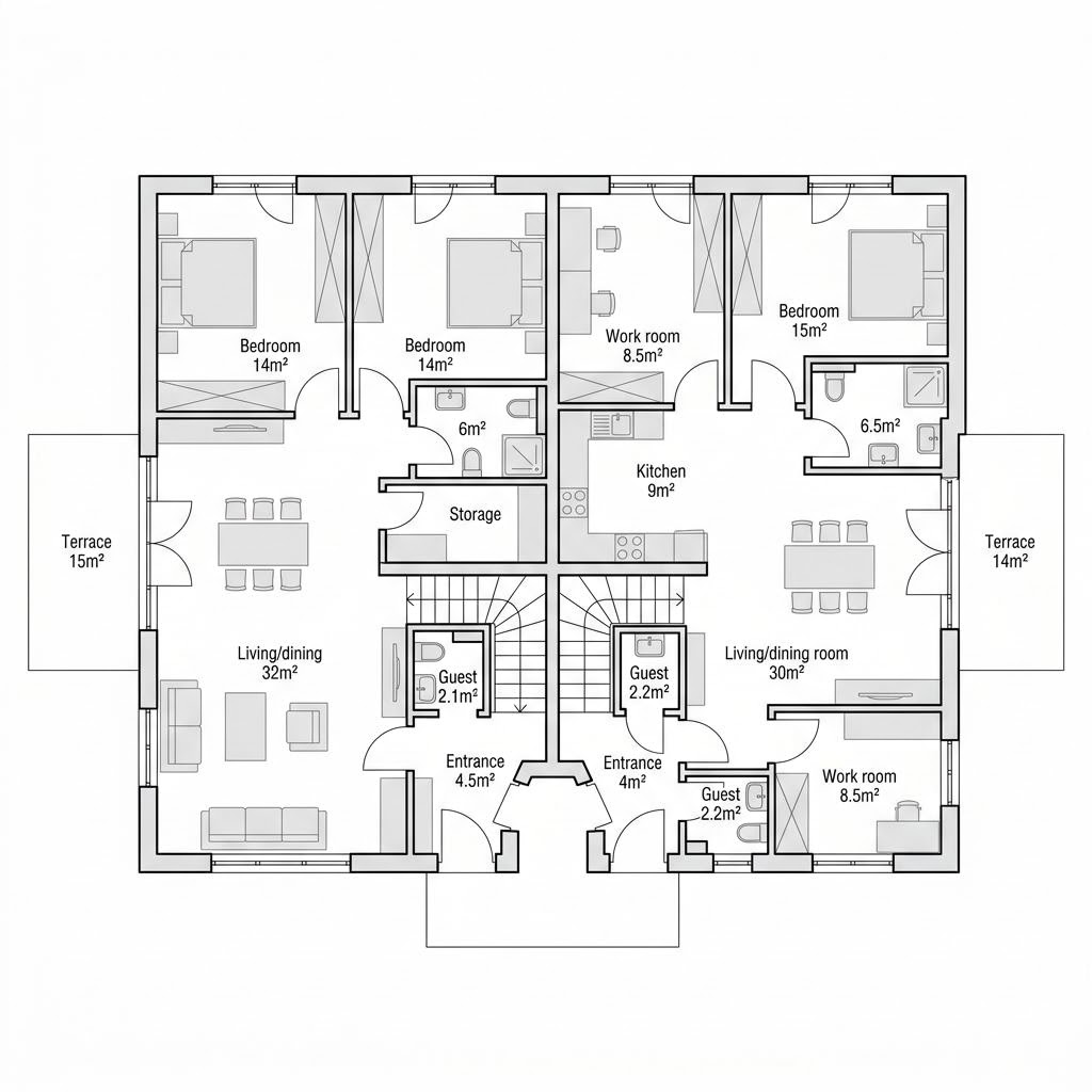 Grundriss Zweifamilienhaus Cremlingen – 160 m² Zweifamilienhaus mit 6 Zimmern