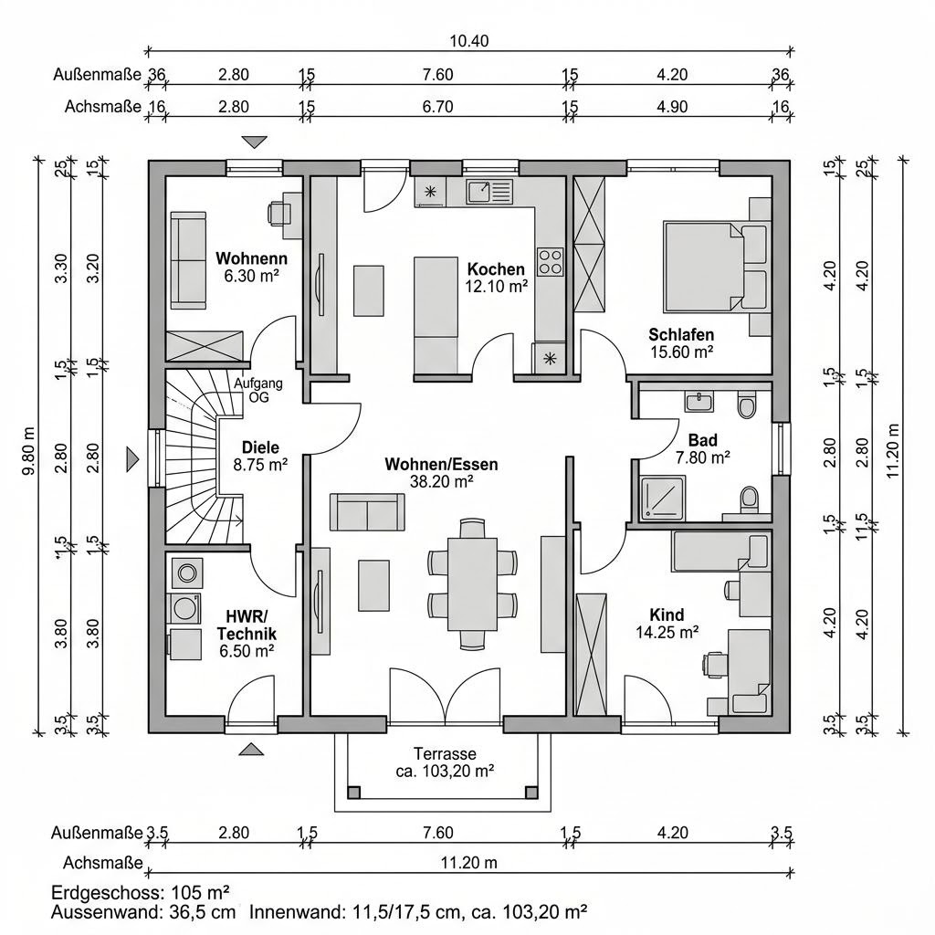Grundriss Zweifamilienhaus Medley 210 – 210 m² Zweifamilienhaus mit 7 Zimmern