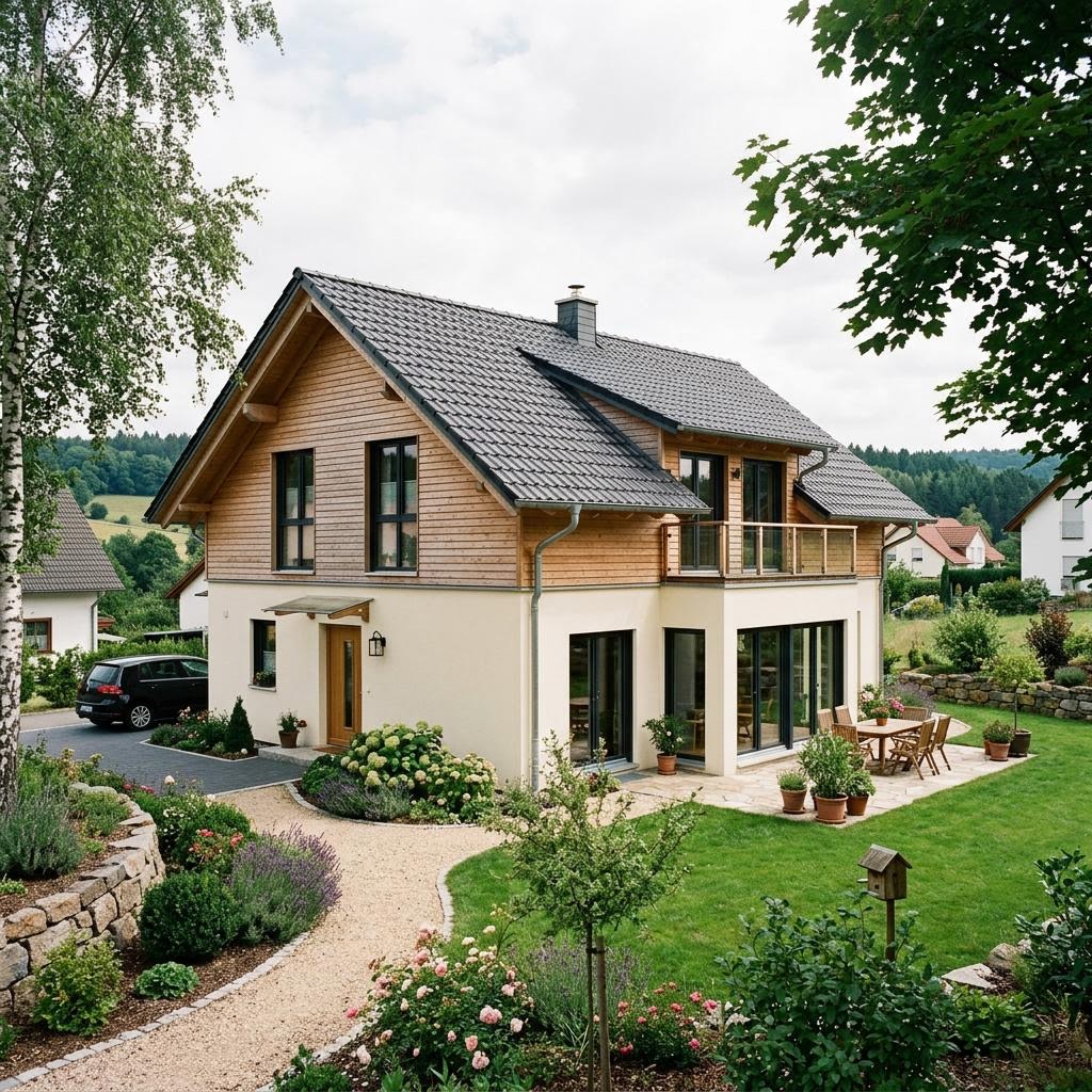 Landhaus Almwiese 144 von FischerHaus mit Holzfassade und Satteldach im Alpenstil