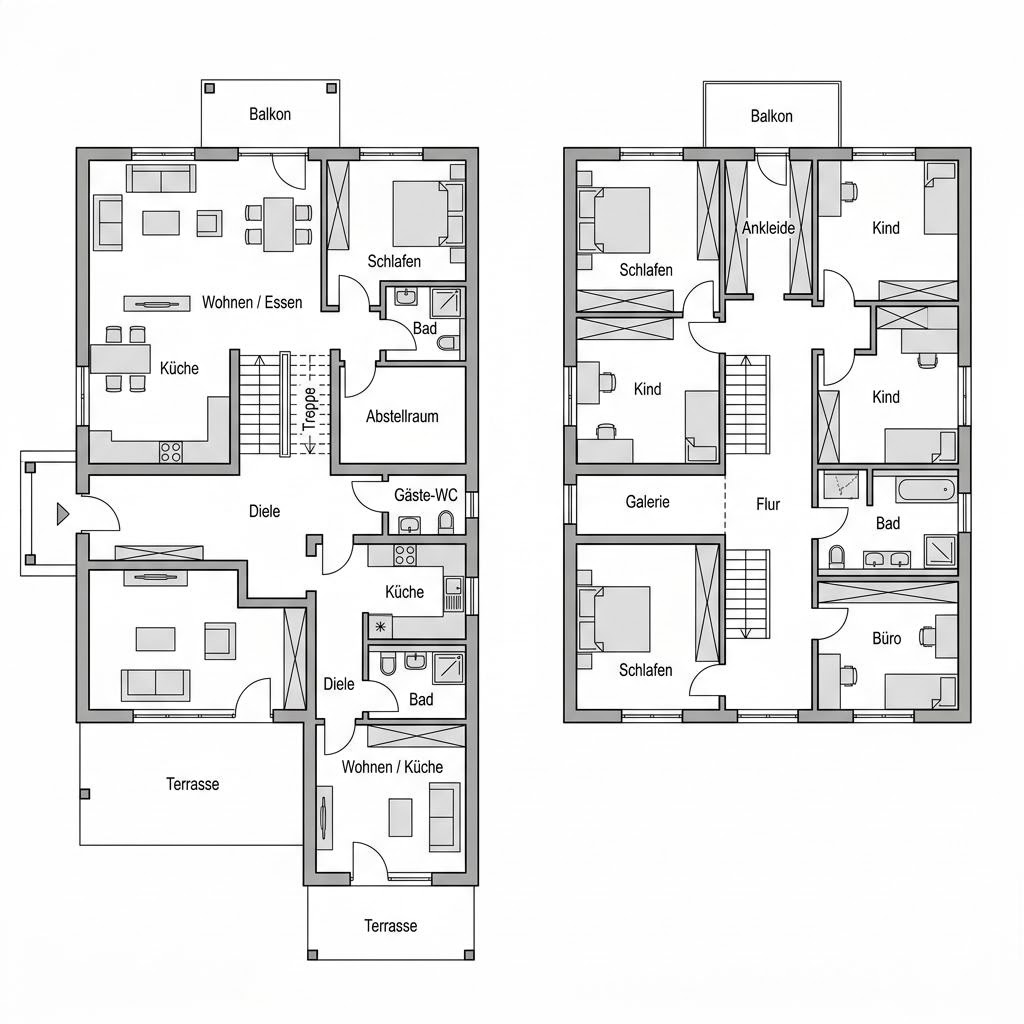 Grundriss Mehrgenerationenhaus Panorama Generation 240 – 240 m² Mehrgenerationenhaus mit 9 Zimmern