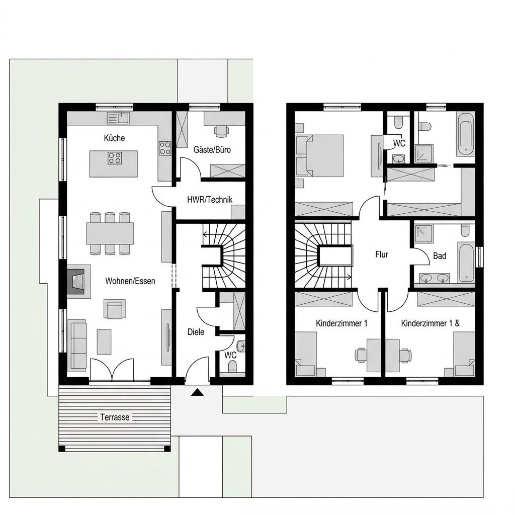 Grundriss Reethof 162 – 162 m² Friesenhaus mit 5 Zimmern