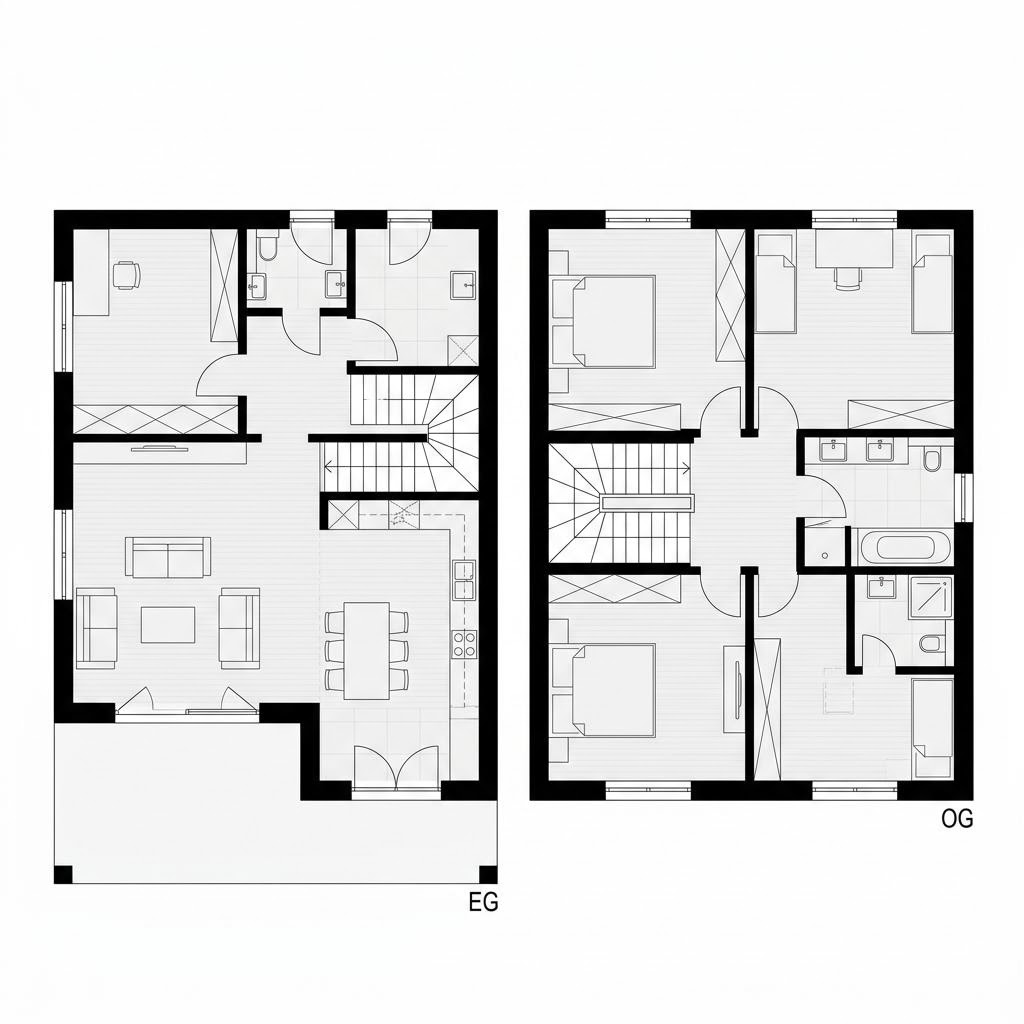 Grundriss Stadtvilla Quadria 166 von FischerHaus — 166 m², 5 Zimmer