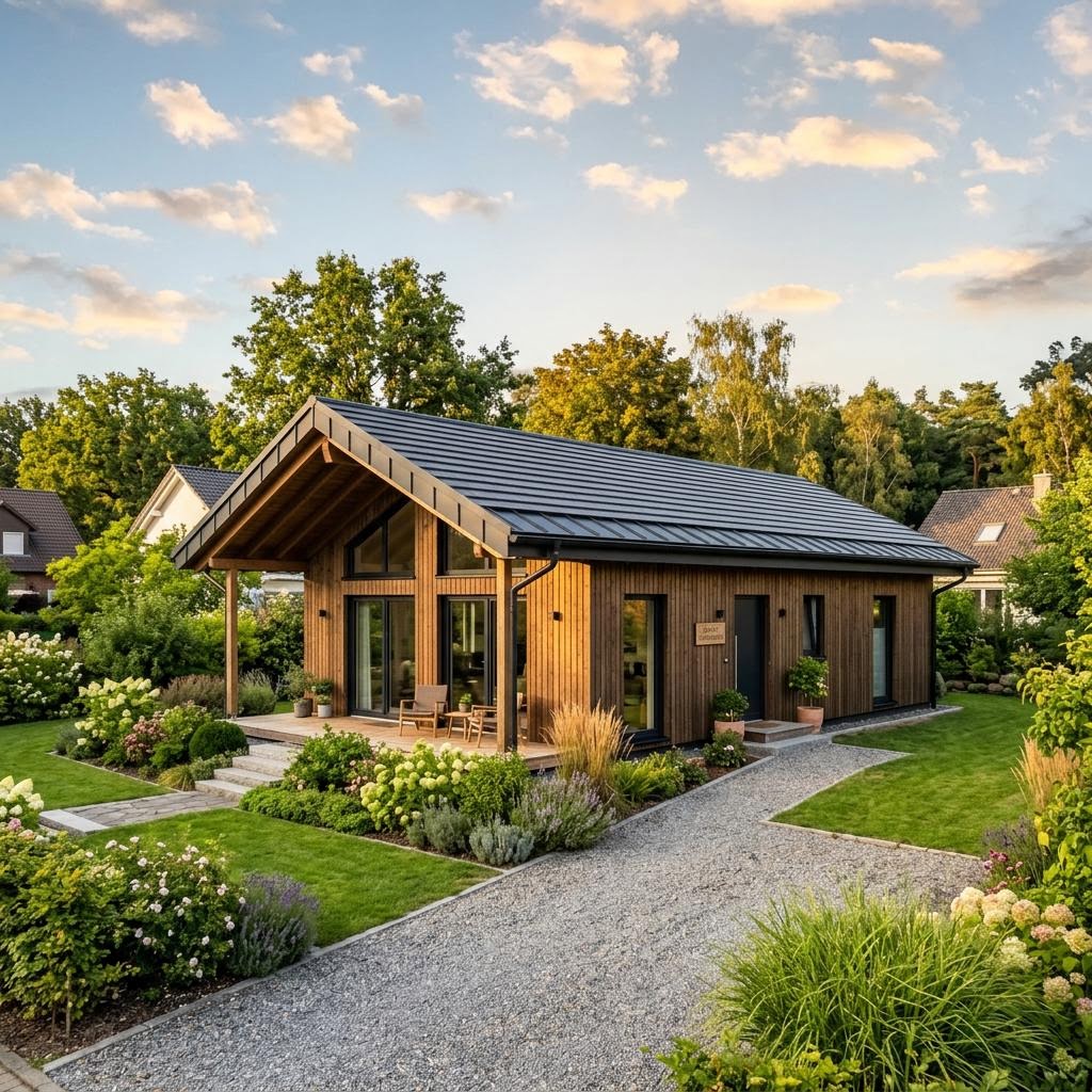 Chalet Chalet Höhenweg von Fjorborg Holzhäuser mit Satteldach und Holzfassade